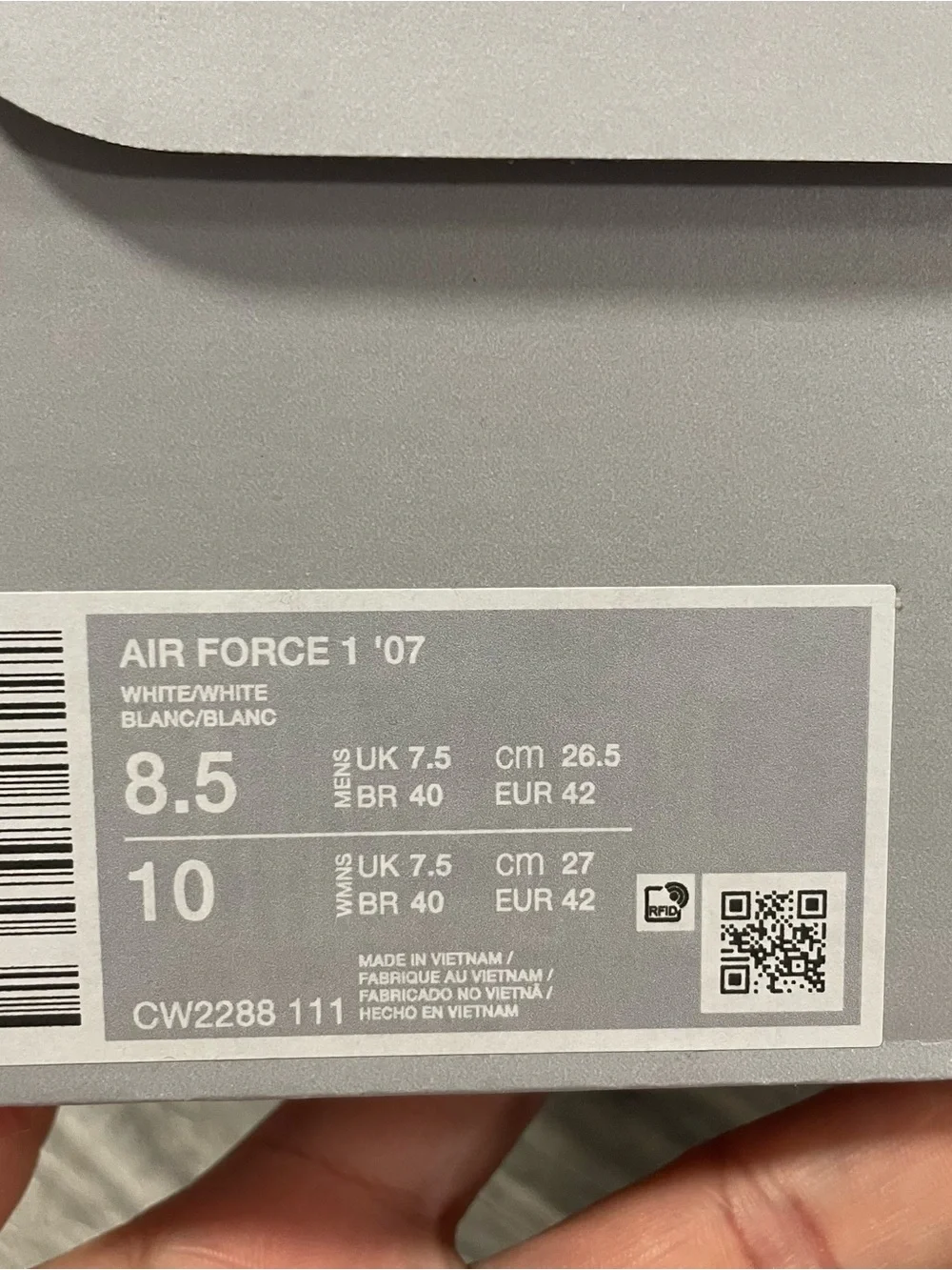 Nike Air Force 1 ‘07 CW2288 111 white/white M 8.5 W 10